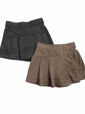 NWT set of 2 Gap plaid pleated skorts in black & brown 6/7